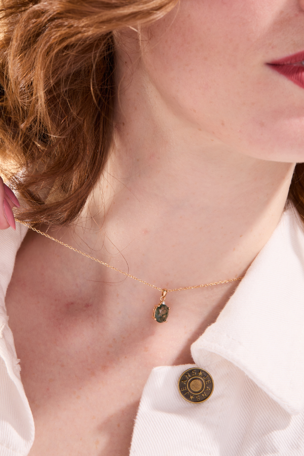 Green Moss Round Necklace