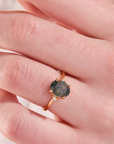 Green Moss Gold Adjustable Ring