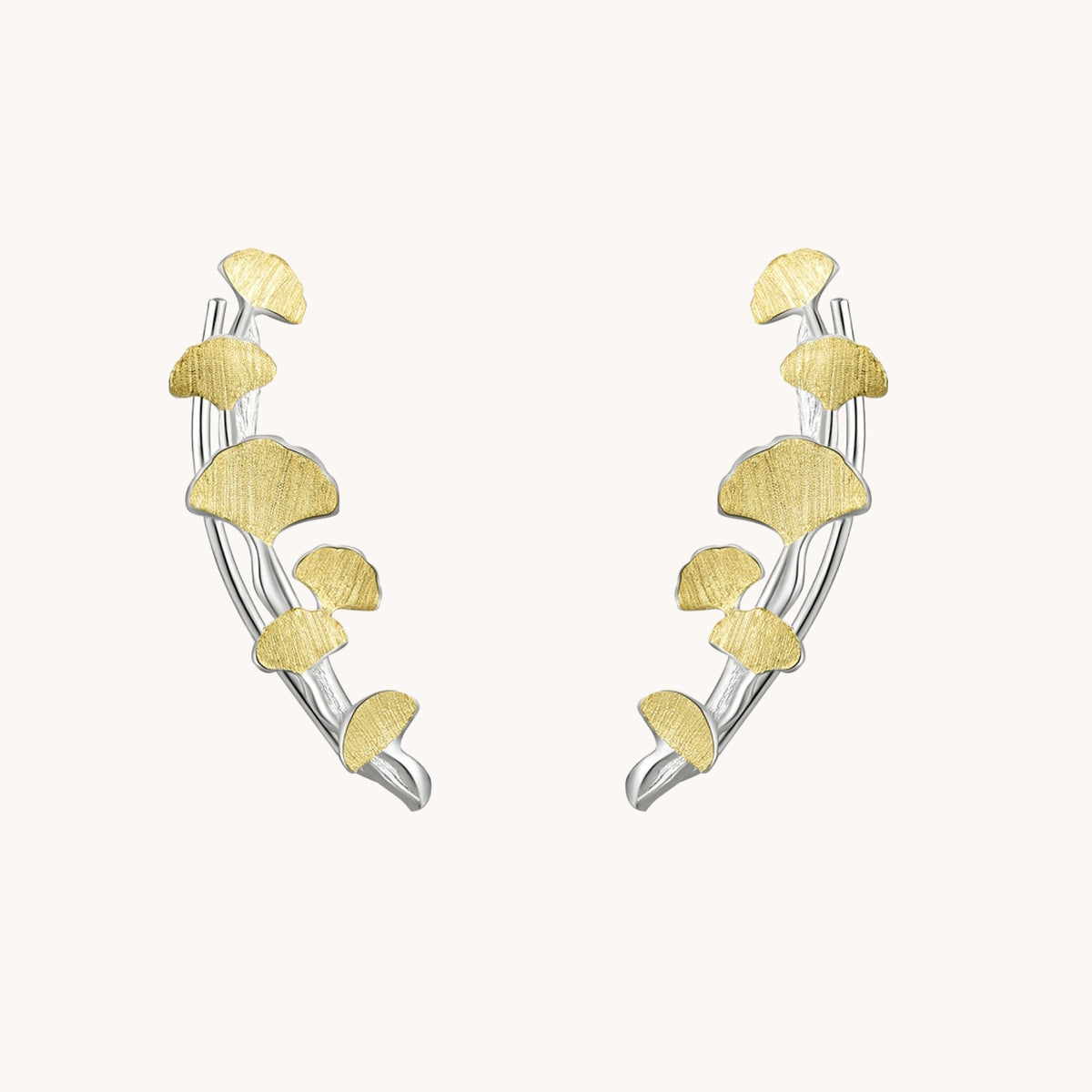 Ginkgo Leaves Gold Stud Earrings