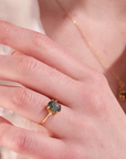 Green Moss Gold Adjustable Ring