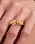 Twin Lotus Gold Adjustable Ring