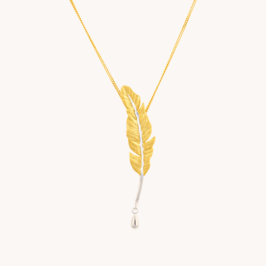 Feather Gold Pendant with Chain