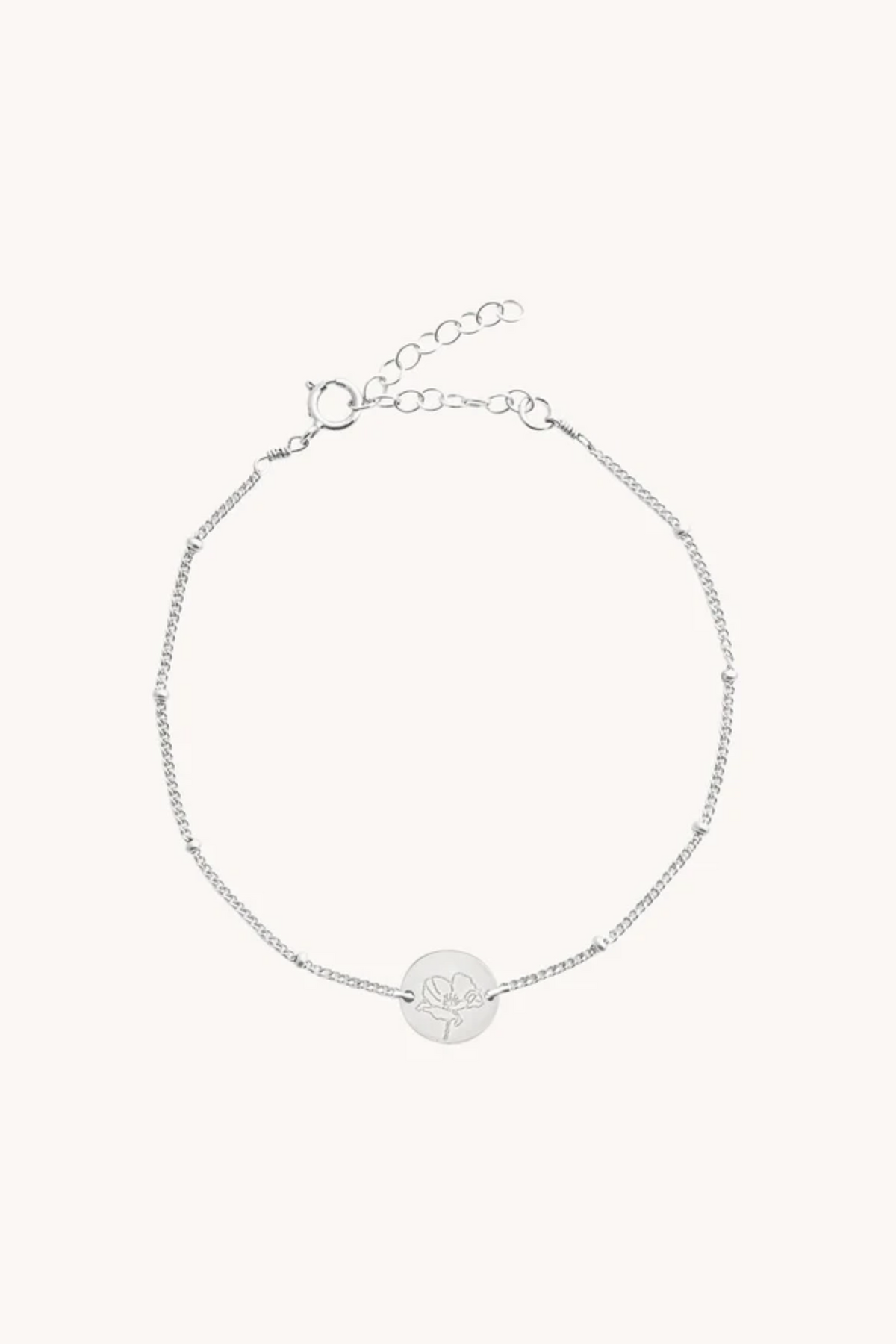 August Poppy Silver Birthflower Bracelet