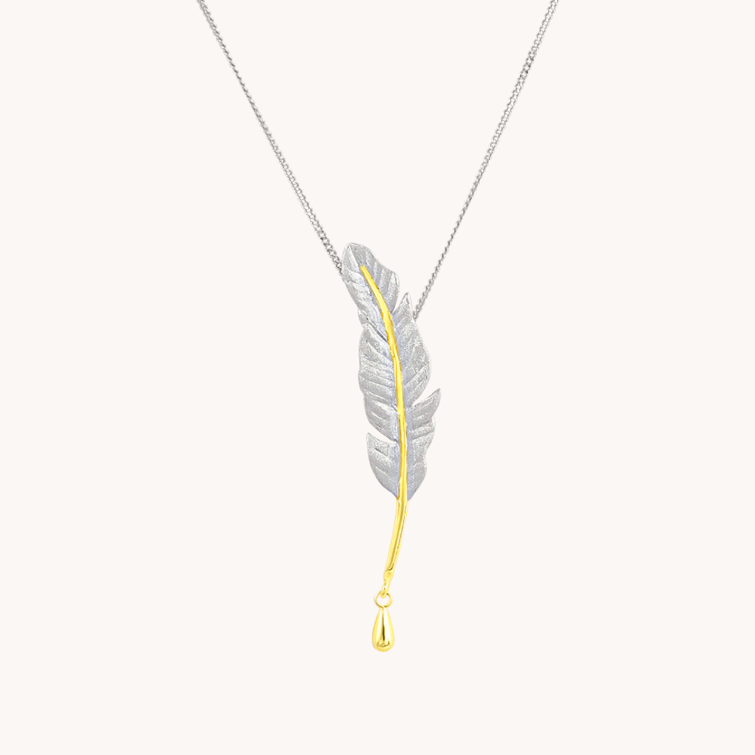 Feather Silver Pendant with Chain