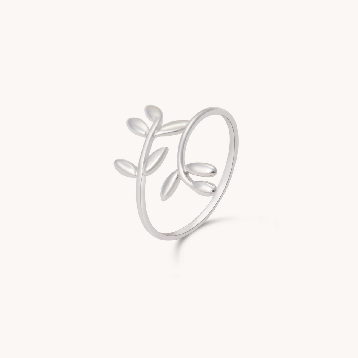 Olive Leaves Silver Adjustable Ring