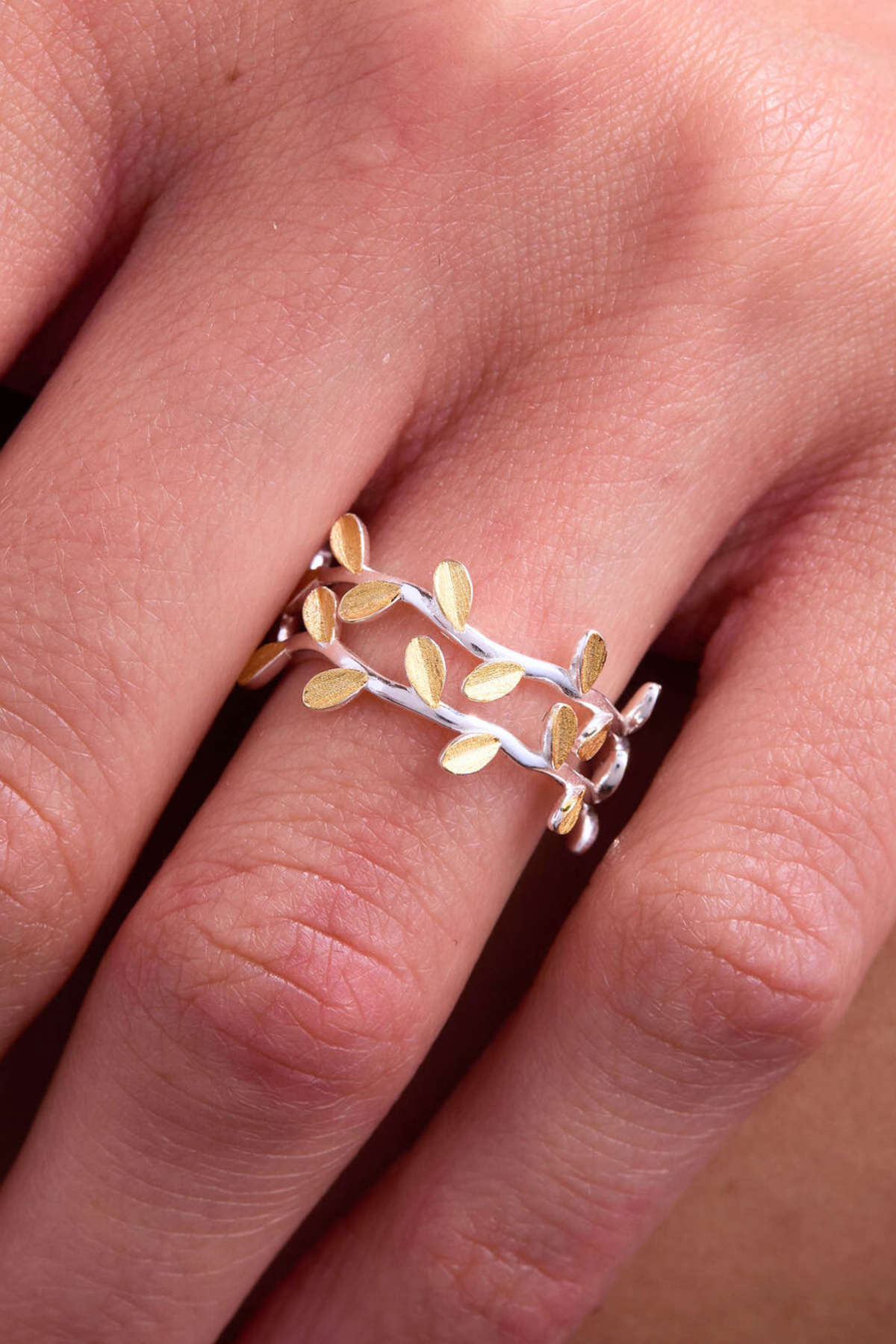 Delicate Vine Silver Adjustable Ring
