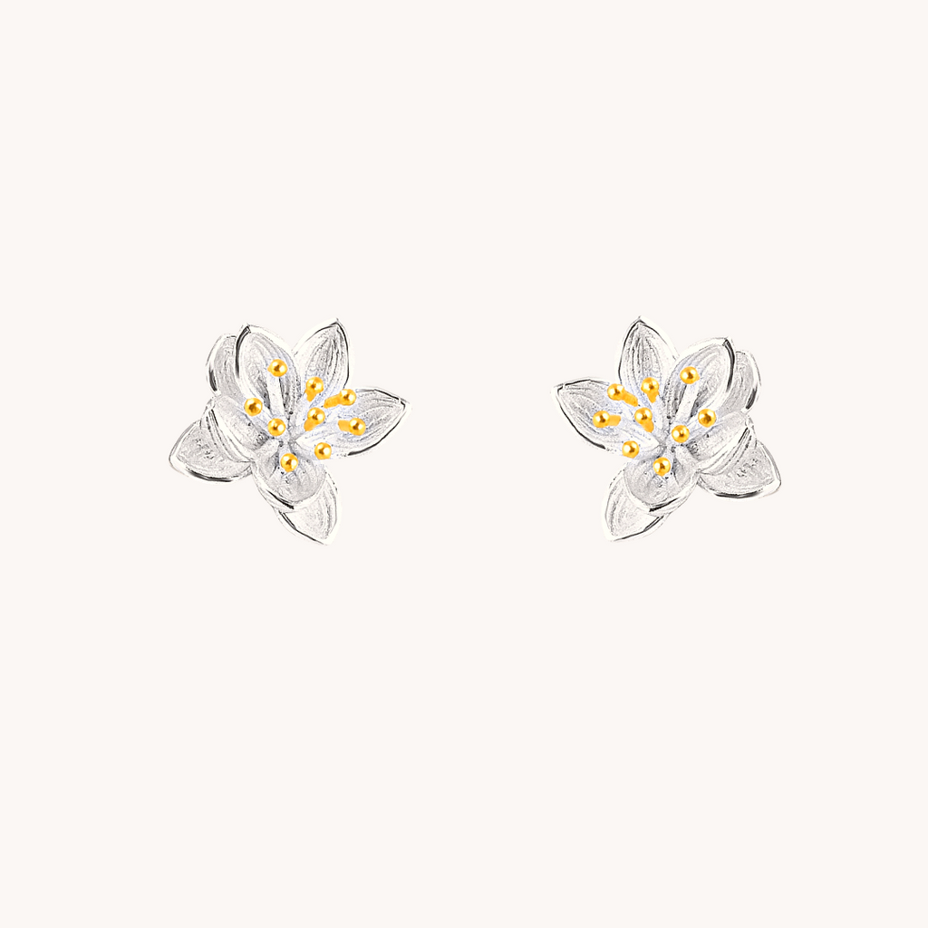 Blooming Lotus Studs, Lotus Earrings