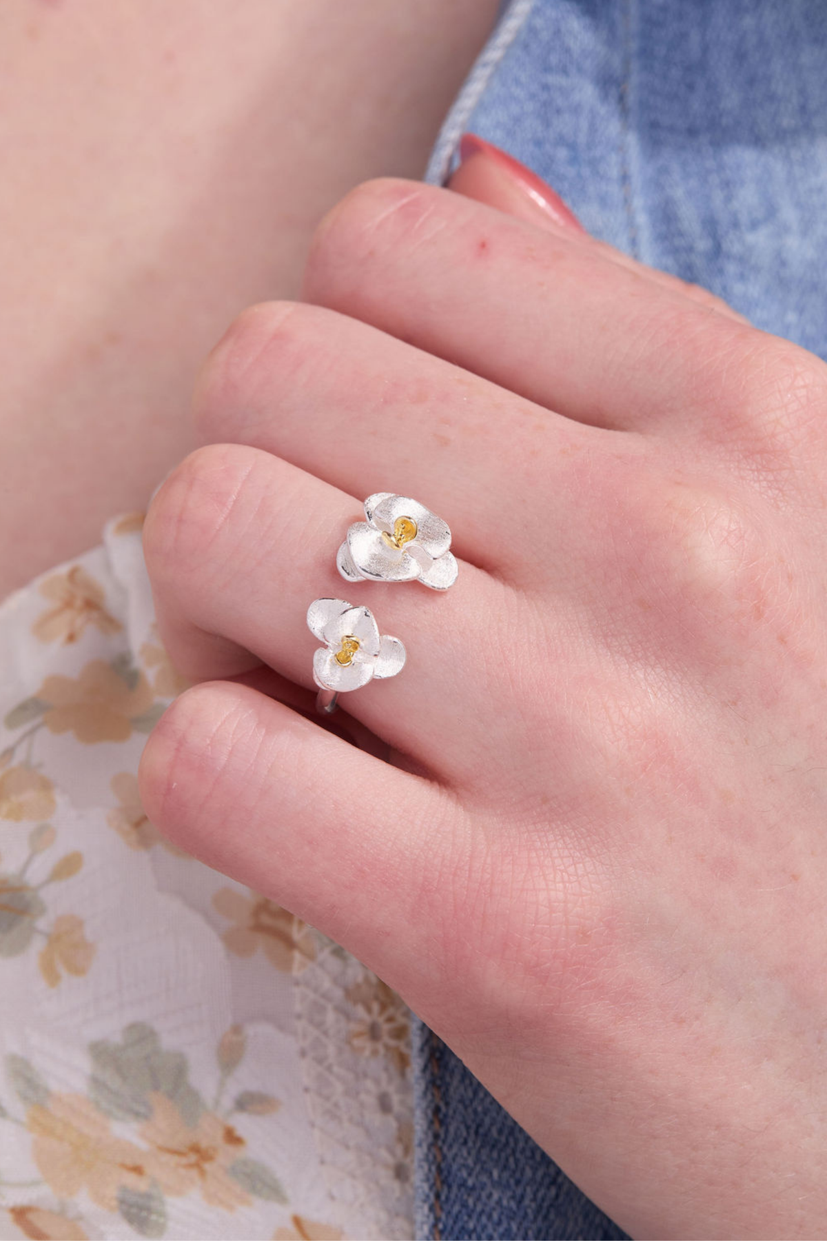 Orchid Silver Adjustable Ring