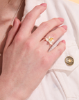 Lotus Blossom Silver Adjustable Ring