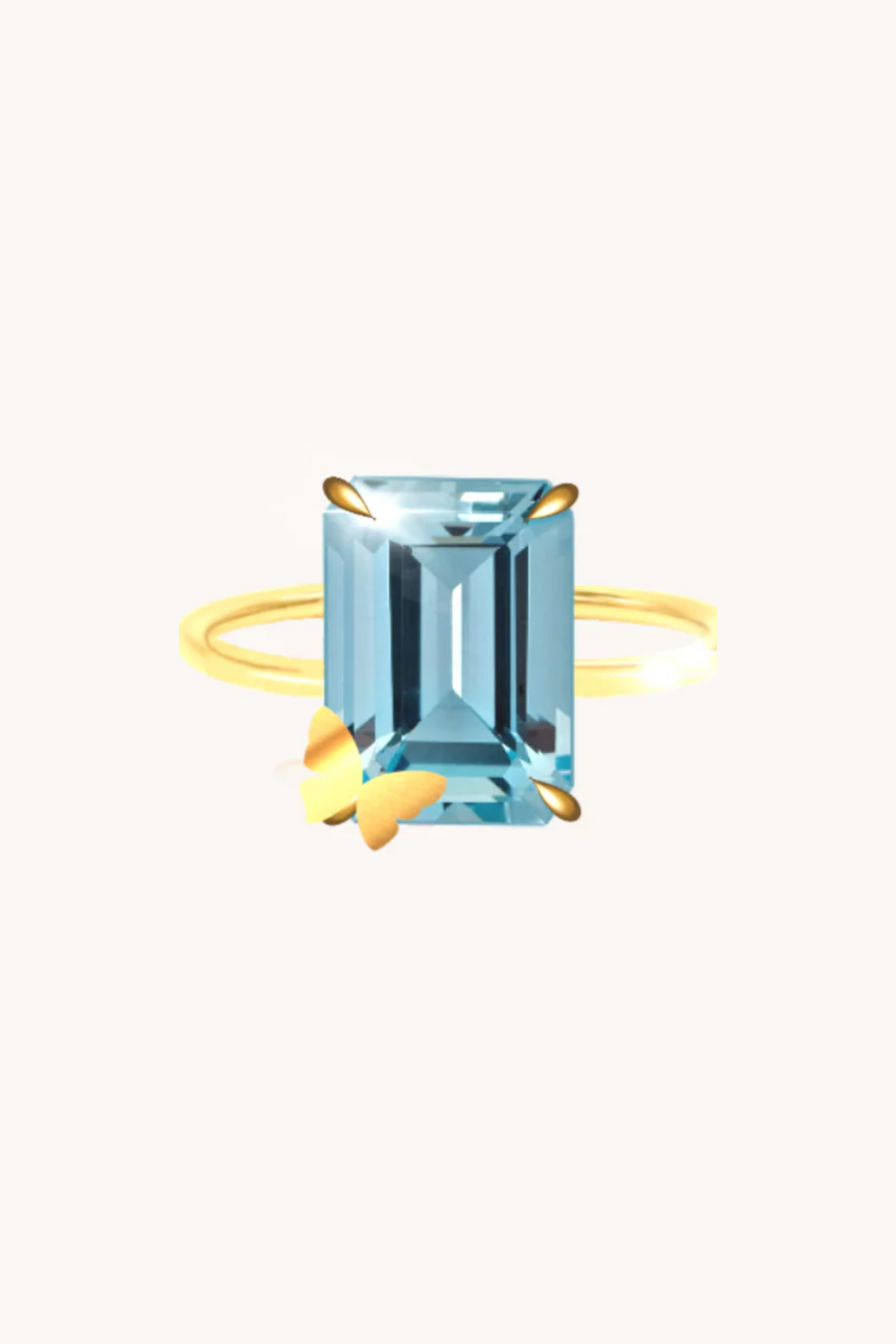 Butterfly Aquamarine Gold Gold Adjustable Ring