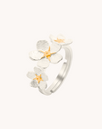 Cherry Blossom Silver Adjustable Ring