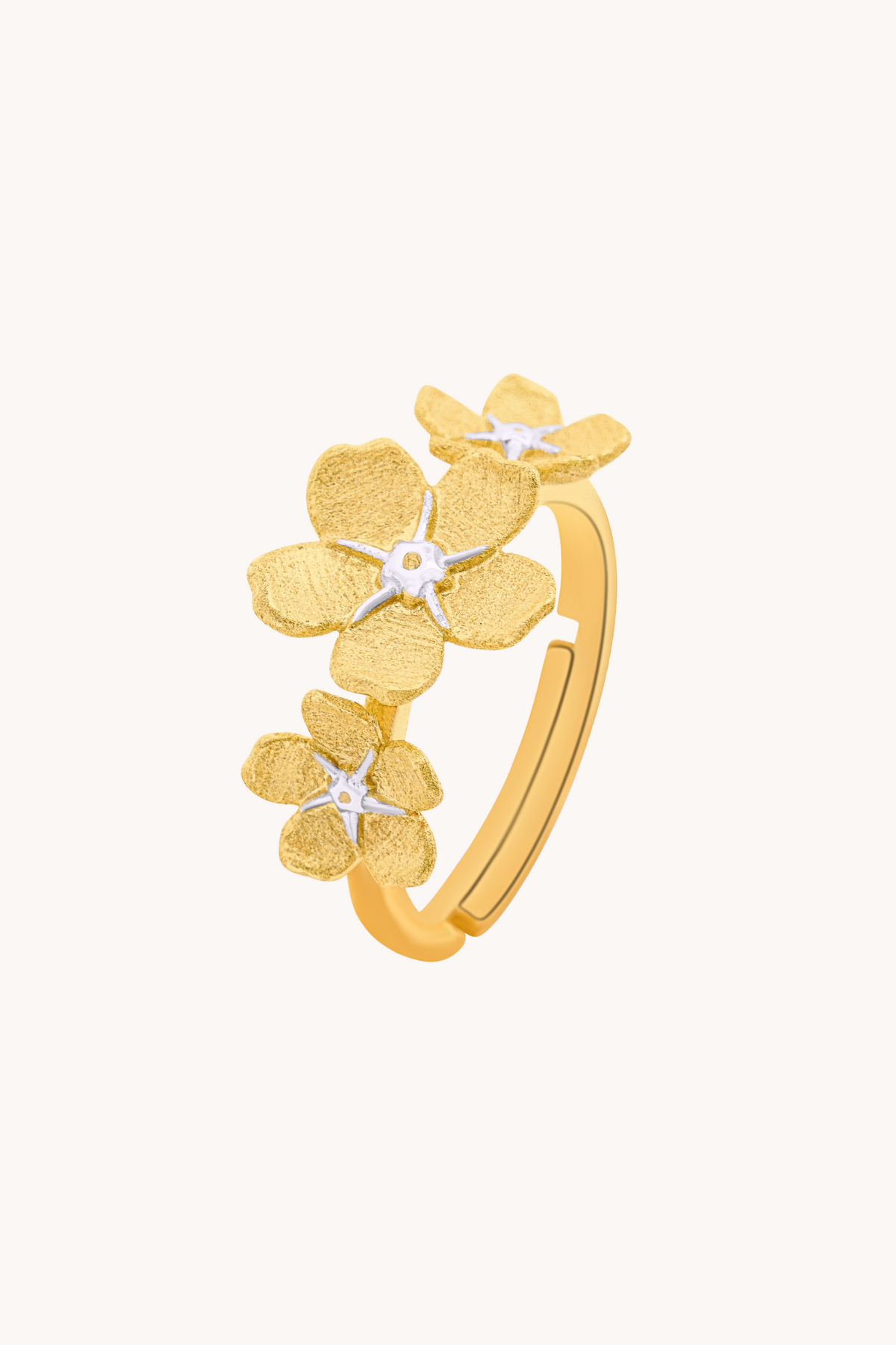 Cherry Blossom Gold Adjustable Ring