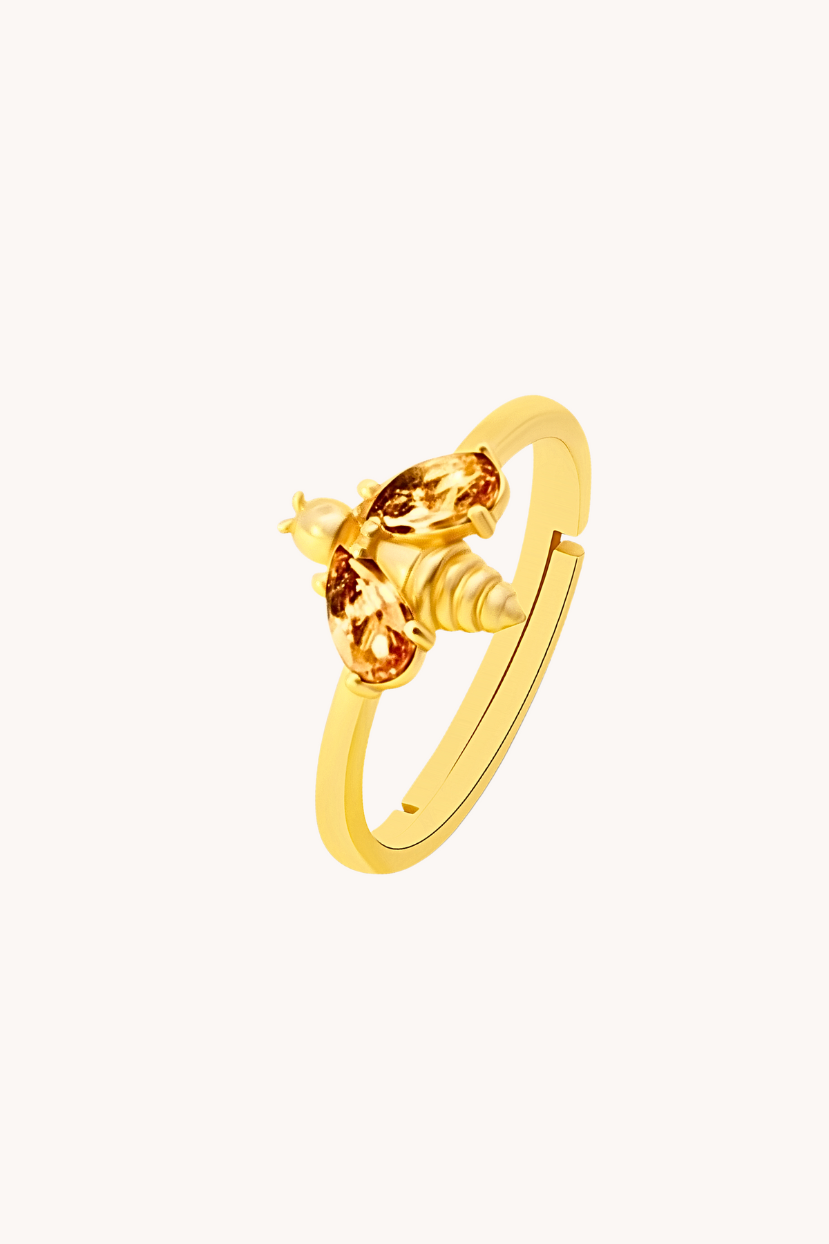 Bumblebee Citrine Gold Adjustable Ring