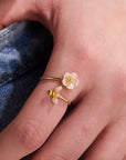 Honeybee Flower Adjustable Ring