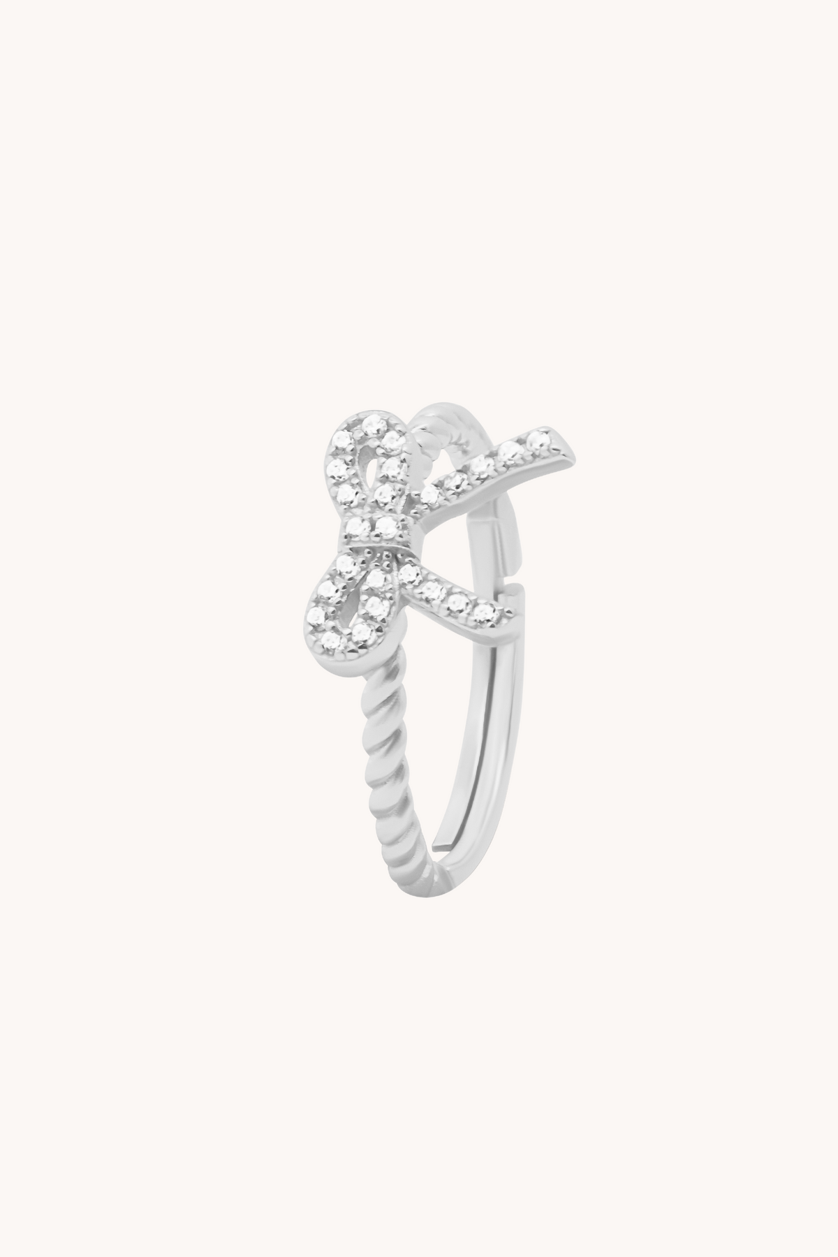 Petite Bow Silver Adjustable Ring