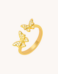 Dancing Butterfly Duo Gold Adjustable Ring