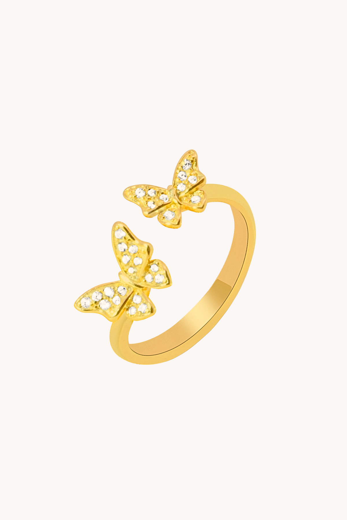 Dancing Butterfly Duo Gold Adjustable Ring