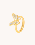 Dancing Butterfly Gold Adjustable Ring