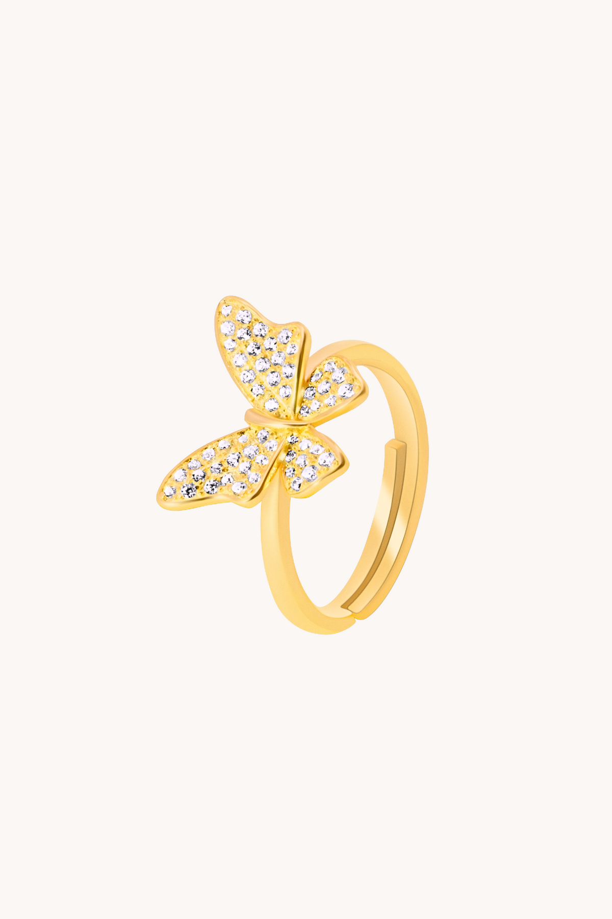 Dancing Butterfly Gold Adjustable Ring