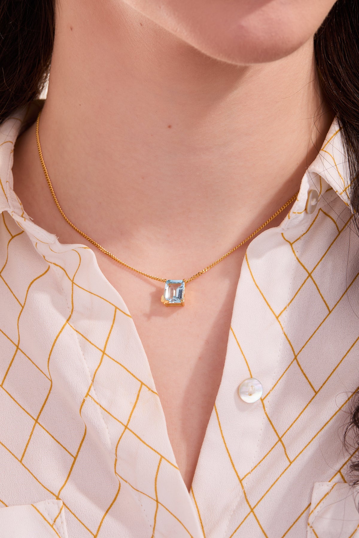 Butterfly Aquamarine Gold Necklace