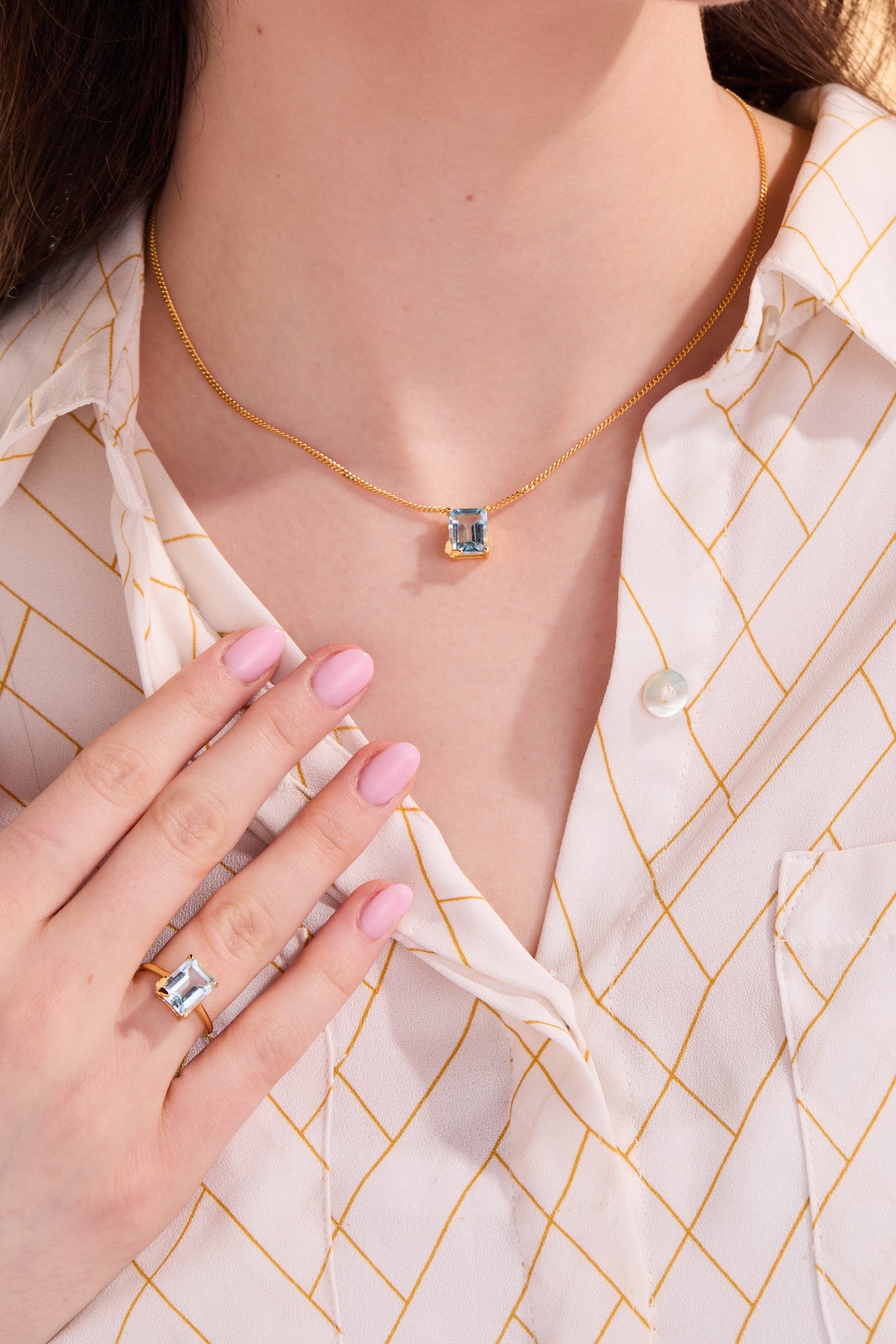 Butterfly Aquamarine Gold Necklace