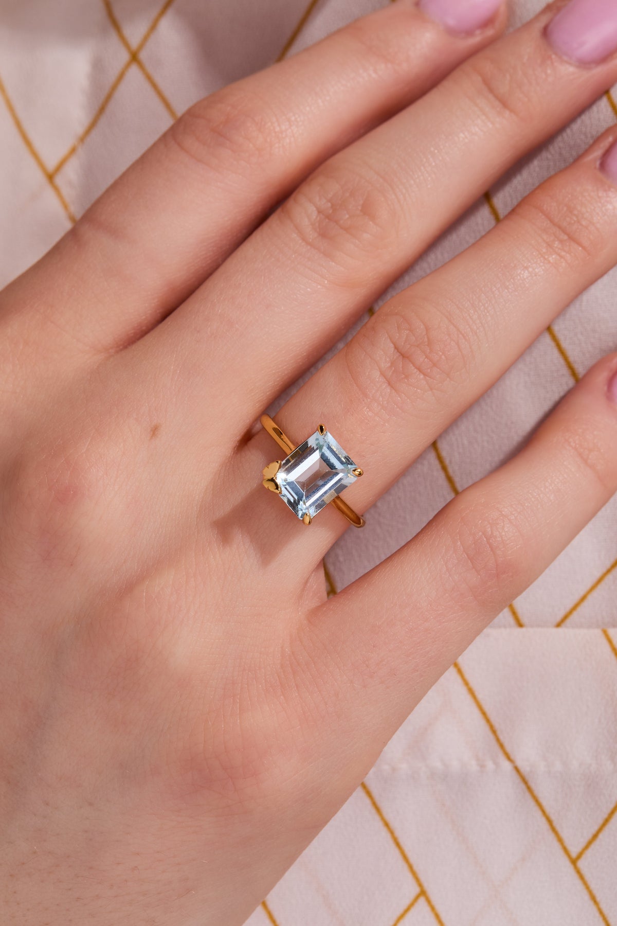 Butterfly Aquamarine Gold Gold Adjustable Ring