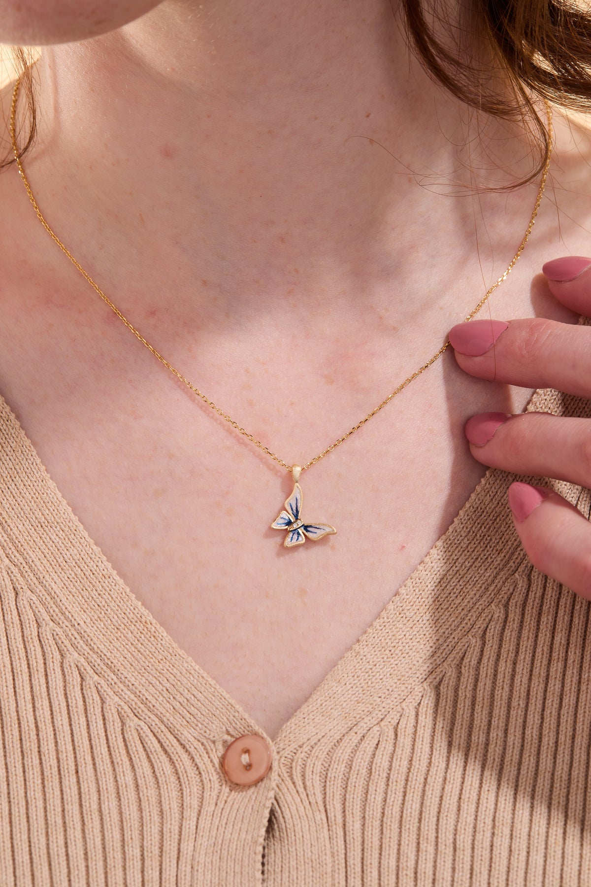 Butterfly Blue Gold Necklace
