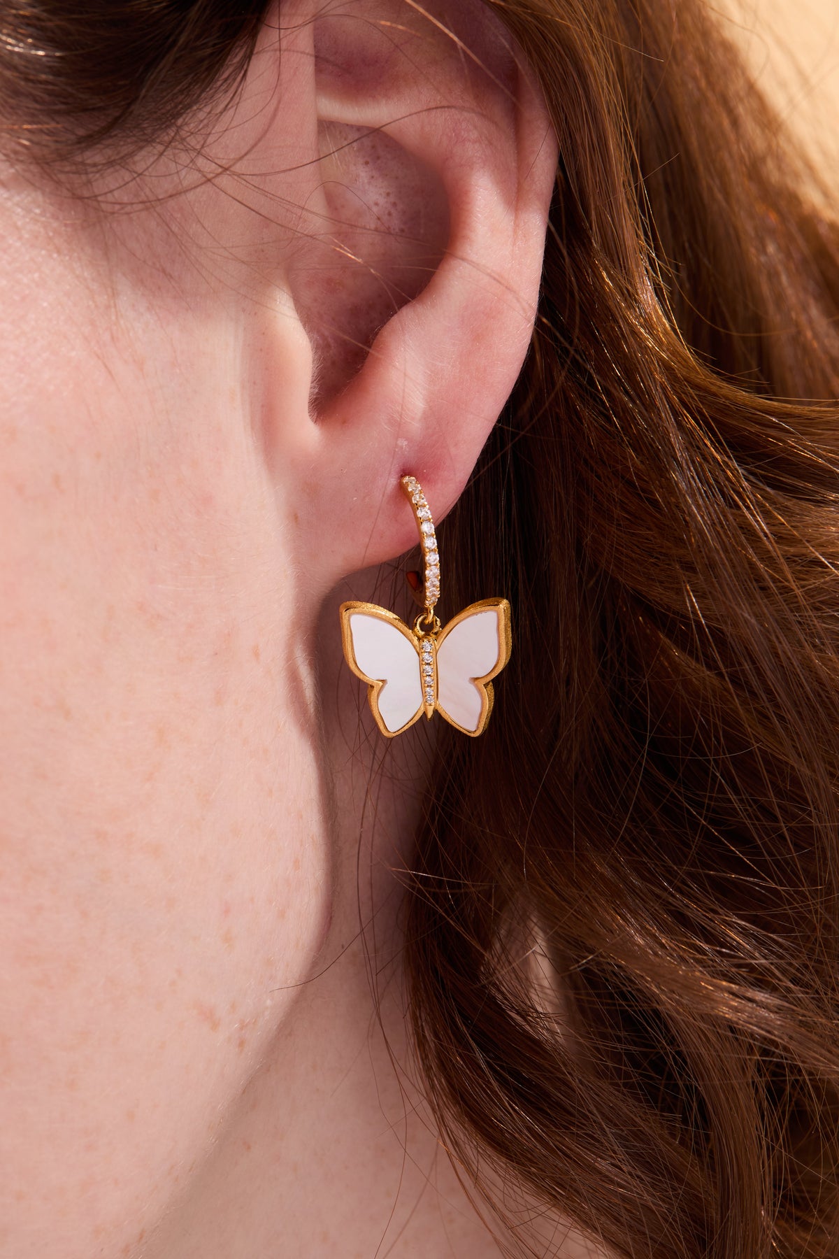 Butterfly Mother of Pearl Drop Earrings