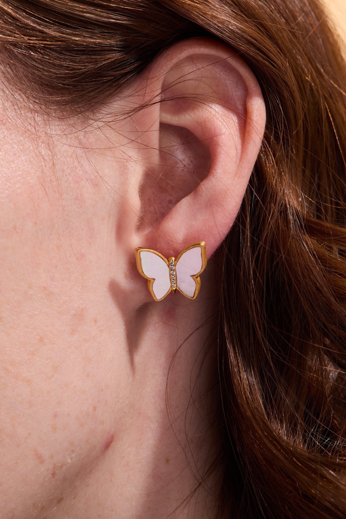 Butterfly Mother of Pearl Stud Earrings