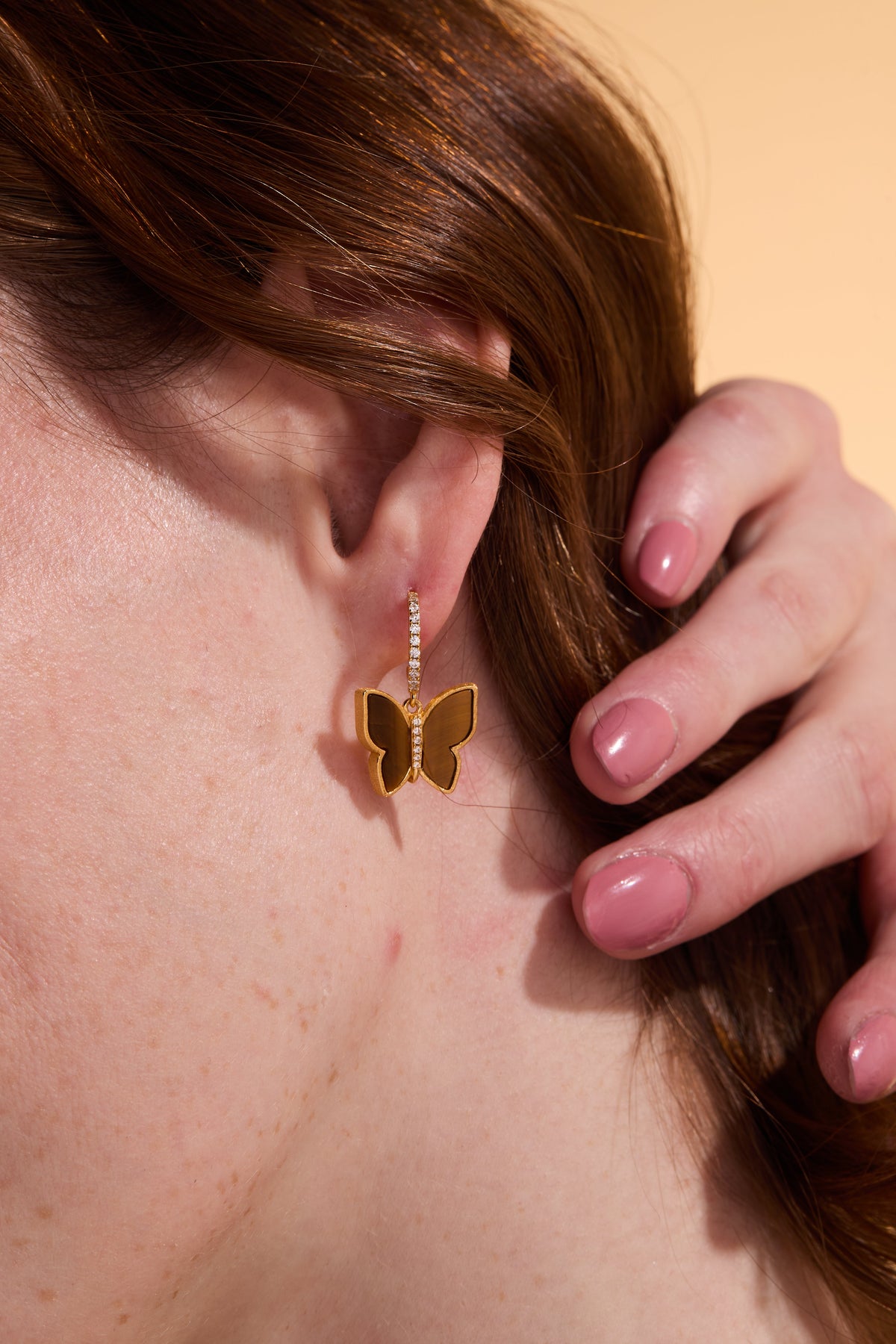Butterfly Tiger Of Eye Drop Earrings