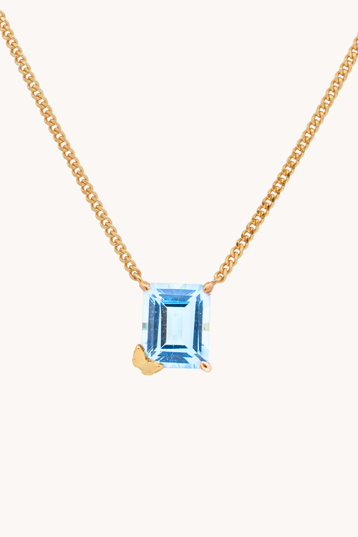 Butterfly Aquamarine Gold Necklace