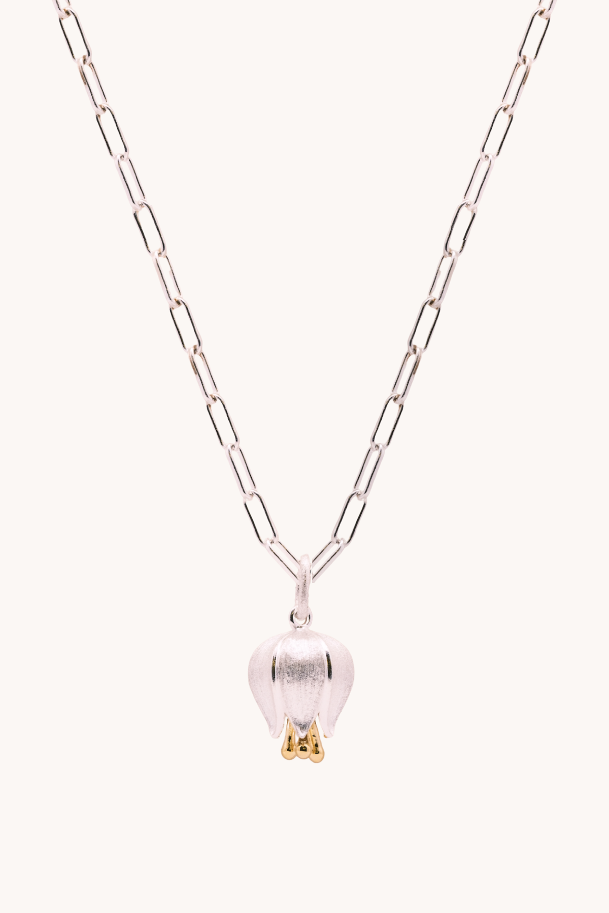 Elegant Silver Tulip Necklace