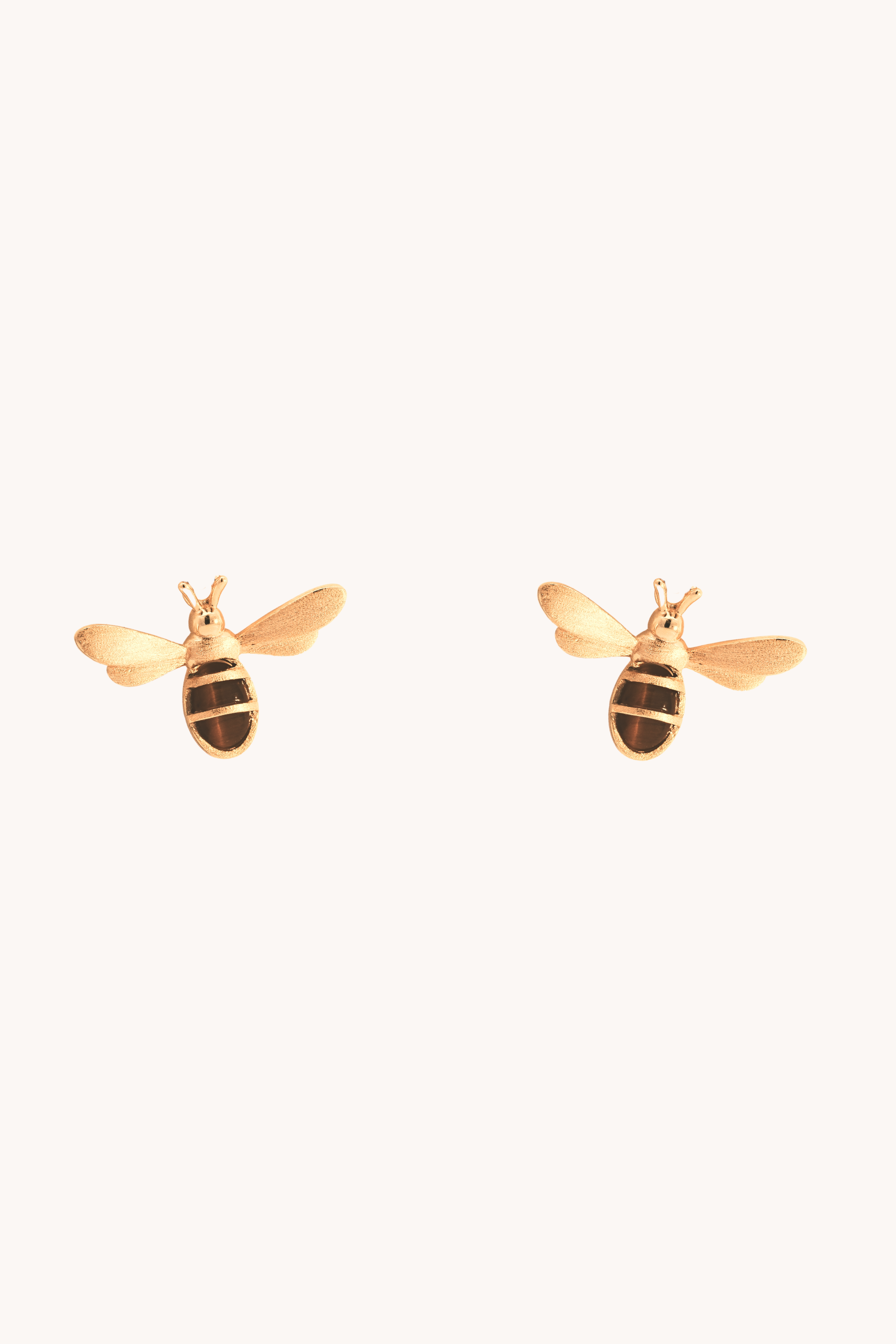 Honeybee Tiger of Eye Gold Stud