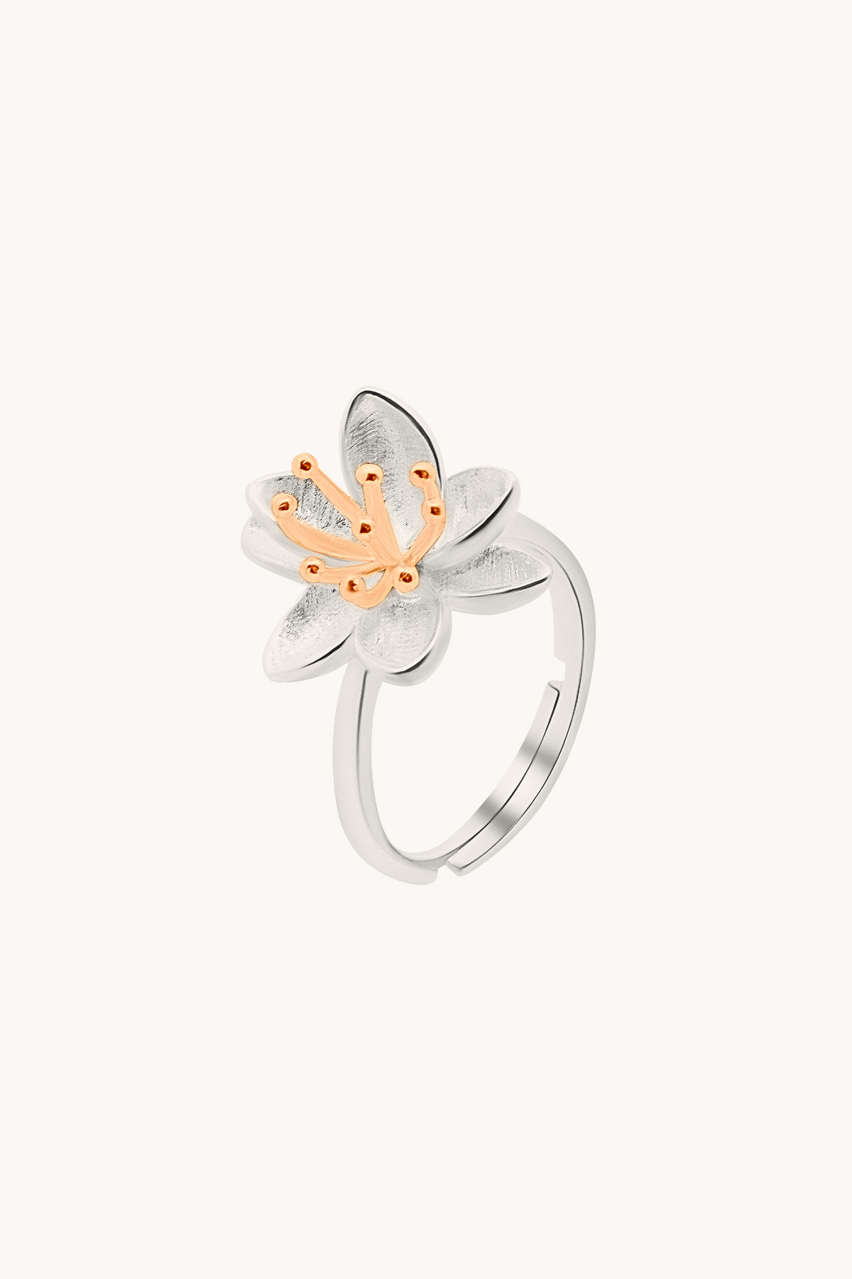 Lotus Silver Adjustable Ring