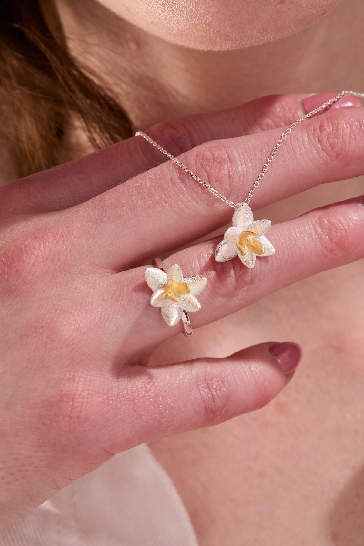 Lotus Blossom Silver Adjustable Ring