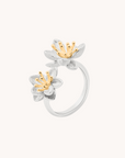 Twin Lotus Silver Adjustable Ring