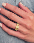 Cherry Blossom Gold Adjustable Ring