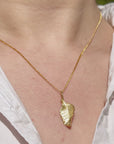 Rose Leaf Gold Pendant with Chain