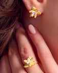 Lotus Blossom Gold Adjustable Ring