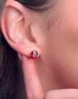 Garnet Oval Gold Studs