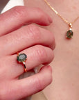 Green Moss Gold Adjustable Ring