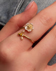 Honeybee Flower Adjustable Ring