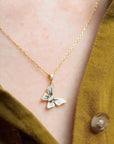 Butterfly Blue Gold Necklace