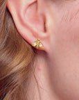 Bumblebee Citrine Gold Stud Earrings