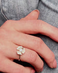 Rosebud silver adjustable ring