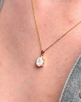 Mother Of Pearl Oval Pendant With Chain