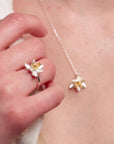 Lotus Blossom Silver Adjustable Ring