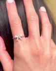 Beautiful Bow Silver Adjustable Ring
