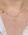 Honeybee floral Gold Necklace