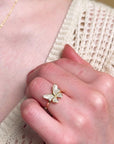 Dancing Butterfly Gold Adjustable Ring